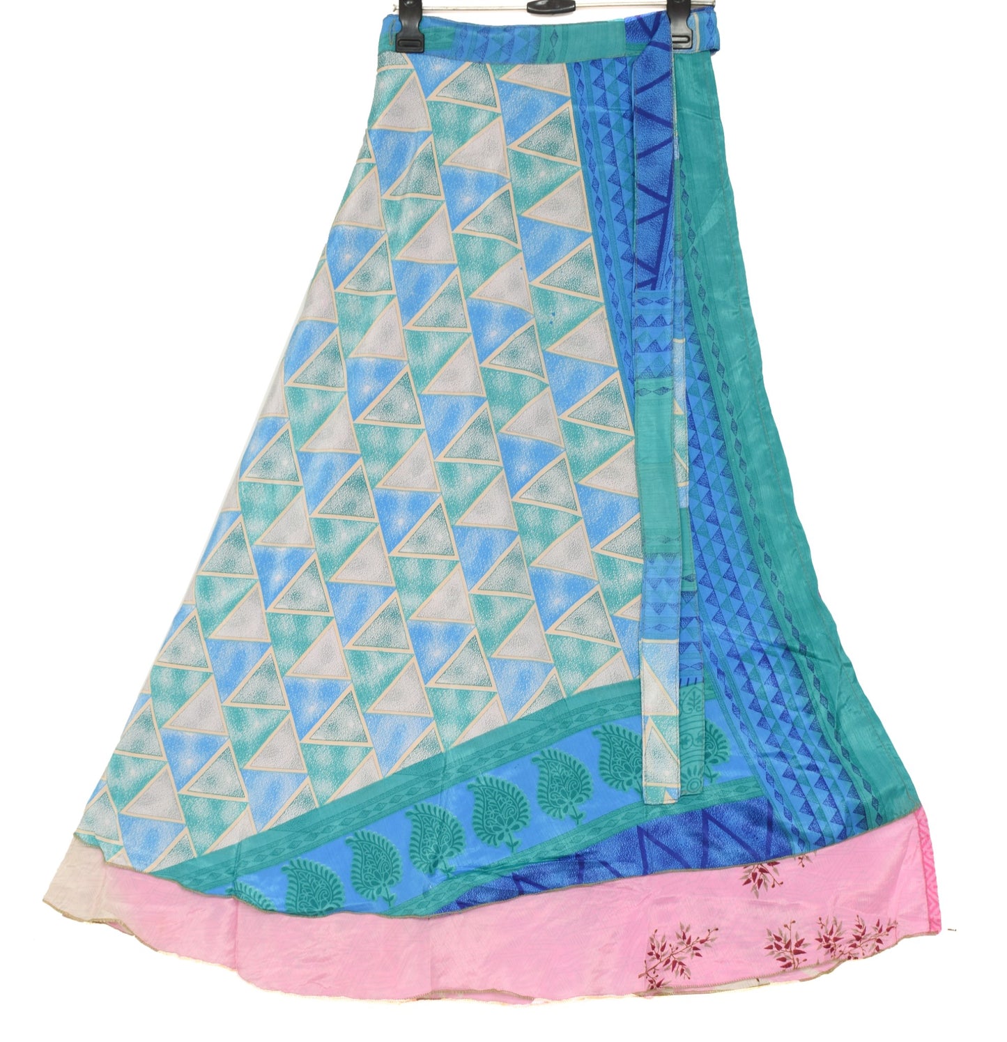 Sushila Vintage Pink Saree Magic Wrap Reversible Skirt Beach Art Silk Dress Handmade