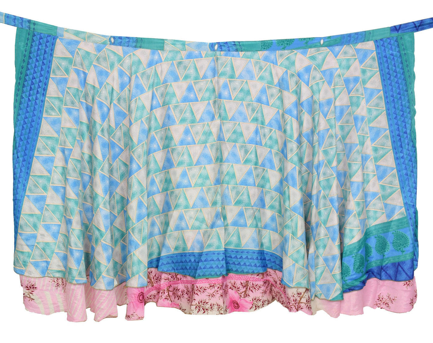 Sushila Vintage Pink Saree Magic Wrap Reversible Skirt Beach Art Silk Dress Handmade