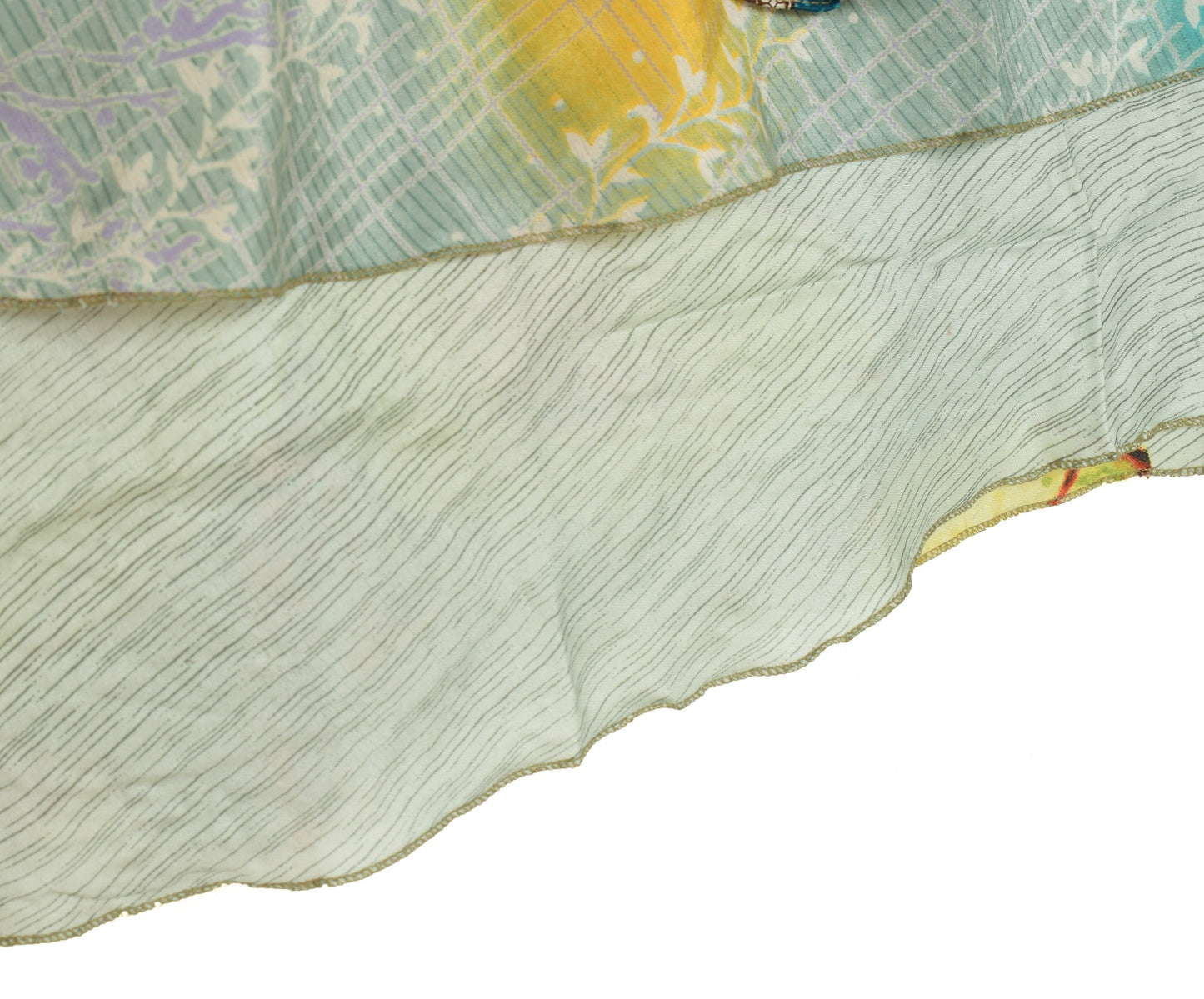 Sushila Vintage Gray Art Silk Saree Magic Wrap Reversible Skirt Beach Dress