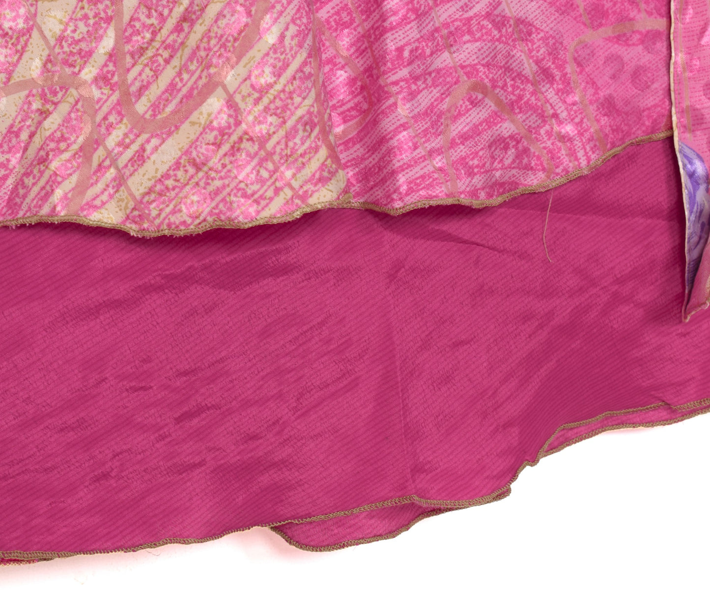 Sushila Vintage Dark Pink Saree Magic Wrap Reversible Skirt Art Silk Beach Dress