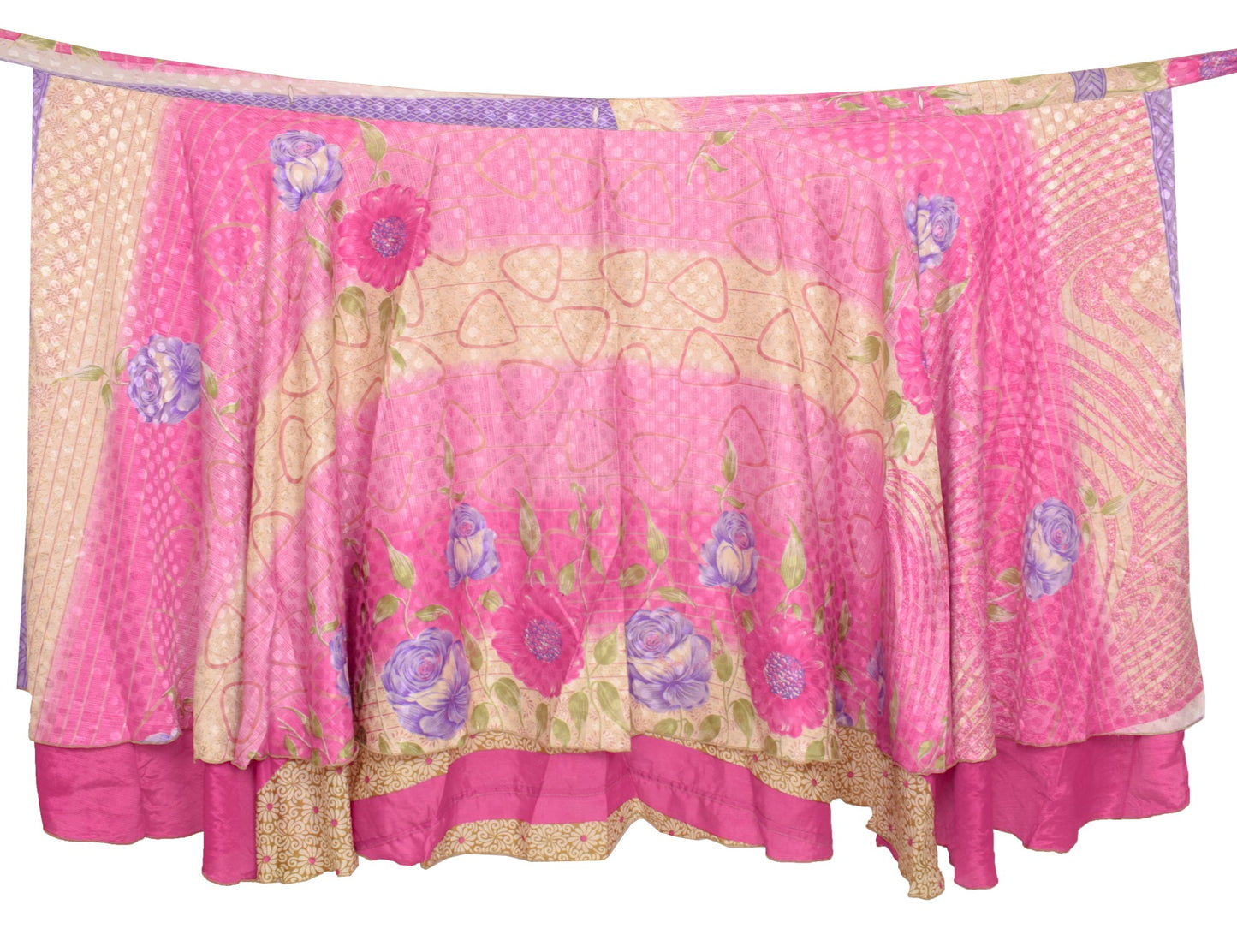 Sushila Vintage Dark Pink Saree Magic Wrap Reversible Skirt Art Silk Beach Dress