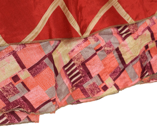 Sushila Vintage Red Antique Saree Magic Wrap Reversible Skirt Art Silk Beach Dress