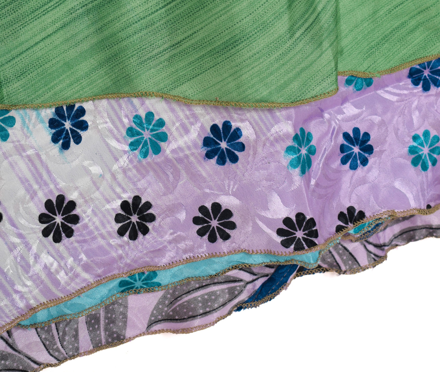 Sushila Vintage Art Silk Saree Magic Wrap Reversible Skirt Beach Dress Floral