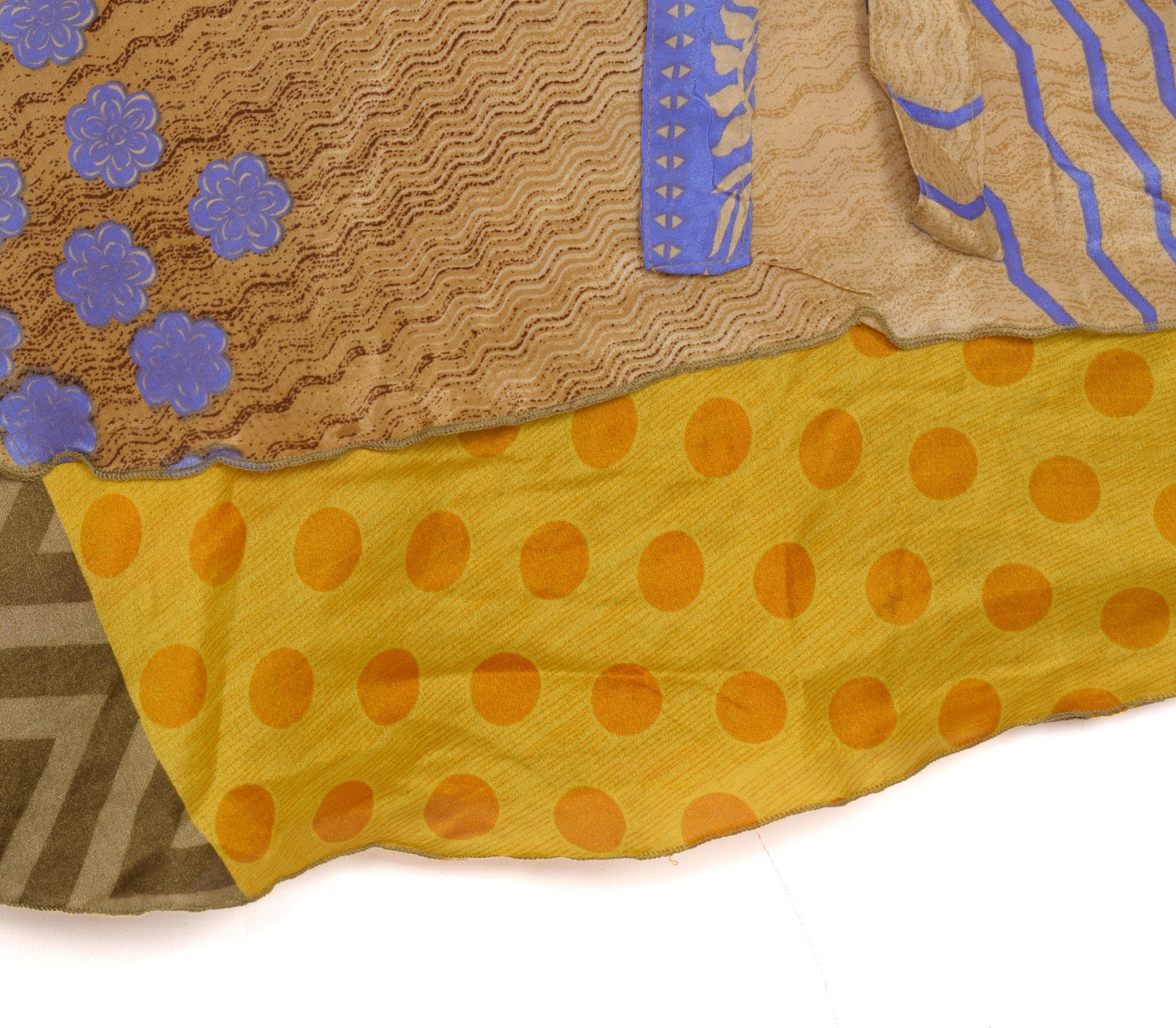 Sushila Vintage Art Silk Saree Magic Wrap Yellow Reversible Skirt Beach Dress