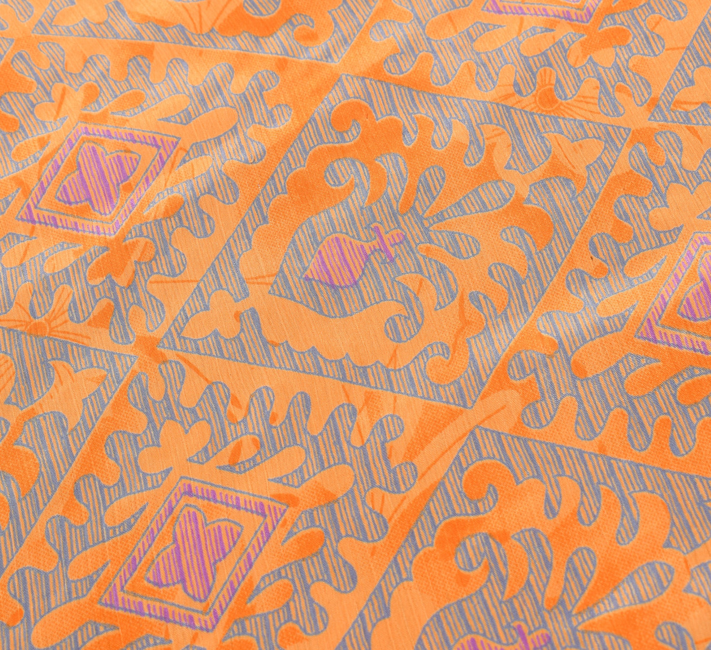 Sushila Vintage Art Silk Saree Magic Wrap Reversible Skirt Floral Orange Beach Dress