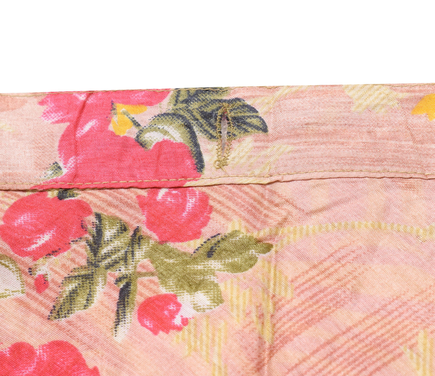 Sushila Vintage Art Silk Saree Magic Wrap Reversible Skirt Yellow Pink Beach Dress