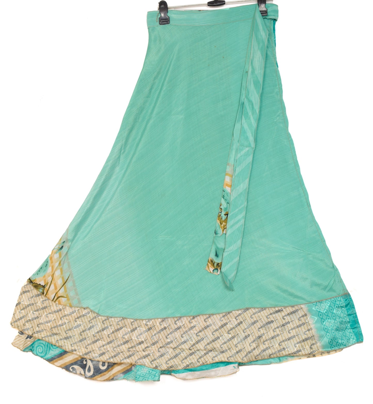 Sushila Vintage Floral Saree Magic Wrap Reversible Skirt Beach Dress Art Silk Hippie