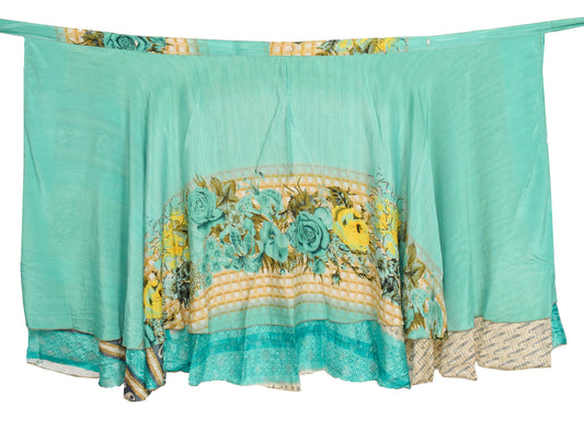 Sushila Vintage Floral Saree Magic Wrap Reversible Skirt Beach Dress Art Silk Hippie
