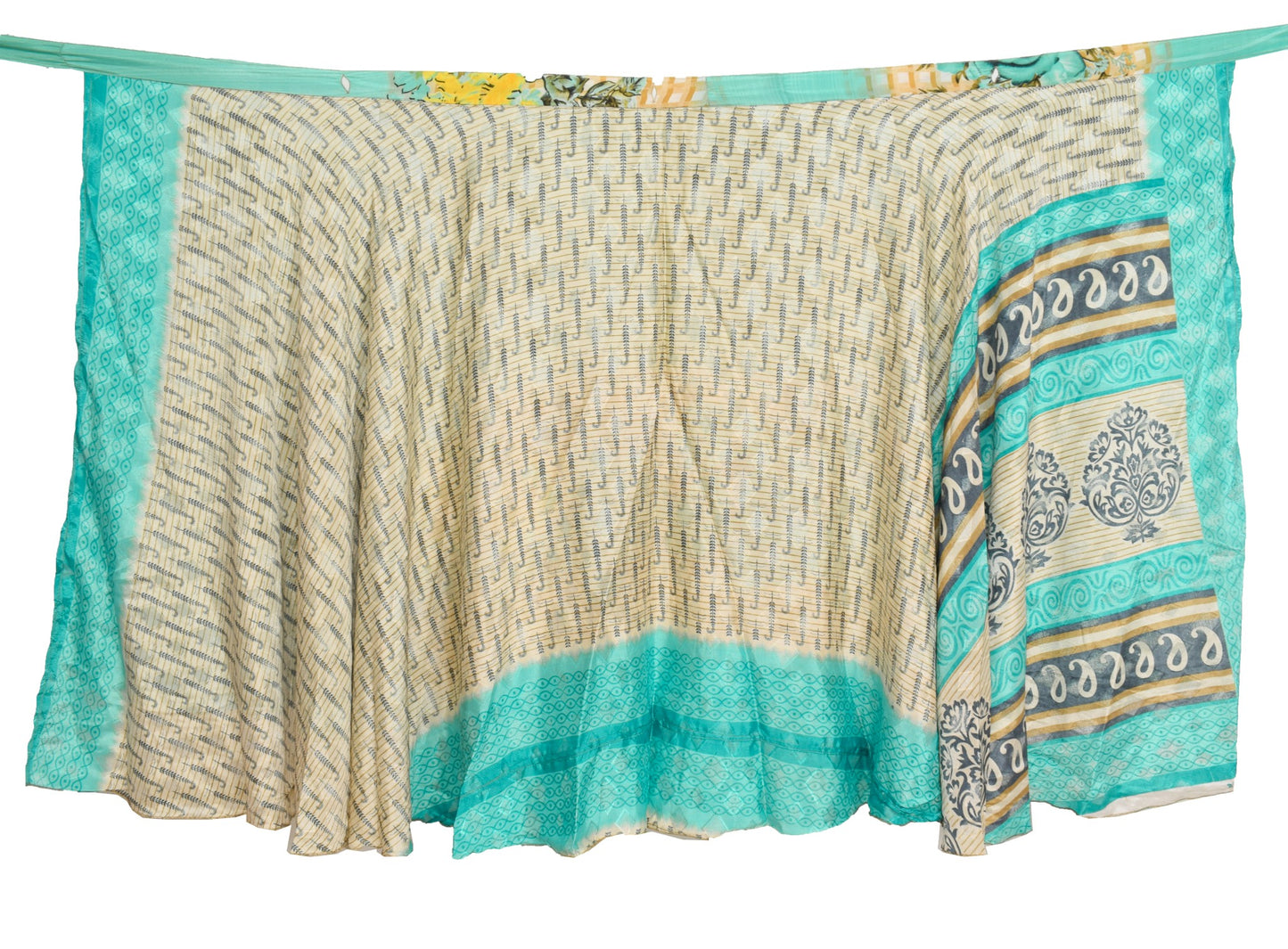 Sushila Vintage Floral Saree Magic Wrap Reversible Skirt Beach Dress Art Silk Hippie