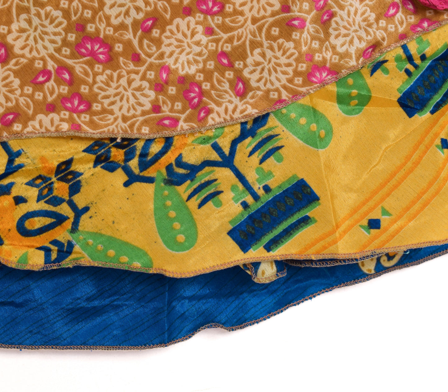 Sushila Vintage Art Silk Saree Magic Wrap Reversible Skirt ids Print Beach Dress