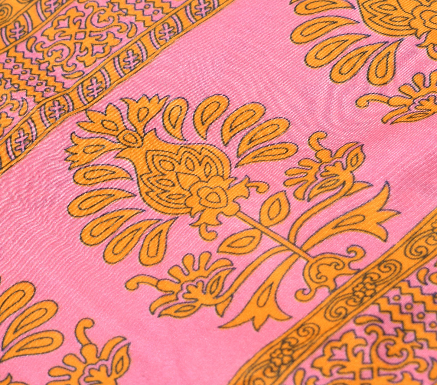 Sushila Vintage Peach Floral Saree Magic Wrap Reversible Skirt Art Silk Beach Dress