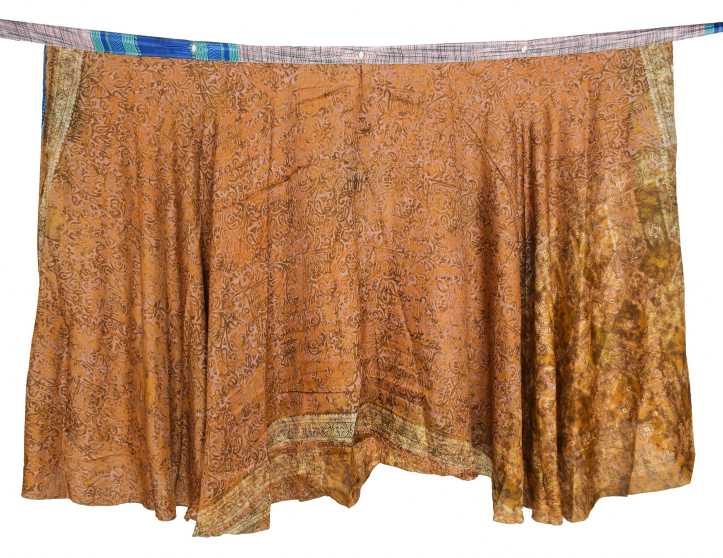 Sushila Vintage Pink Checks Art Silk Saree Magic Wrap Reversible Skirt Beach Dress