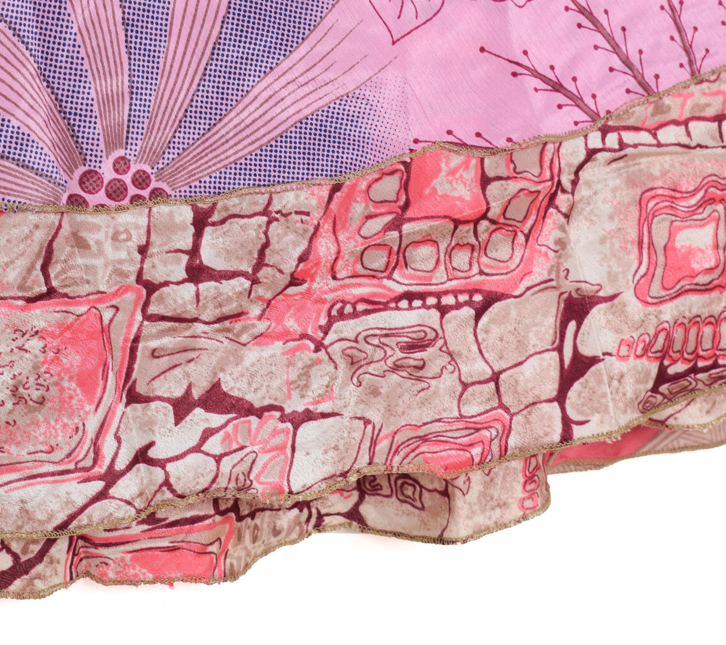 Sushila Vintage Art Silk Saree Magic Wrap Reversible Skirt Pink Handmade Beach Dress