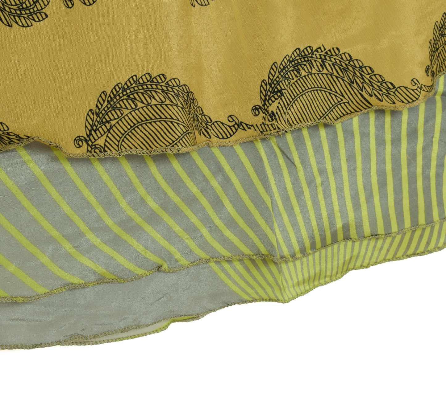 Sushila Vintage Art Silk Saree Magic Wrap Reversible Skirt Gray Green Beach Dress