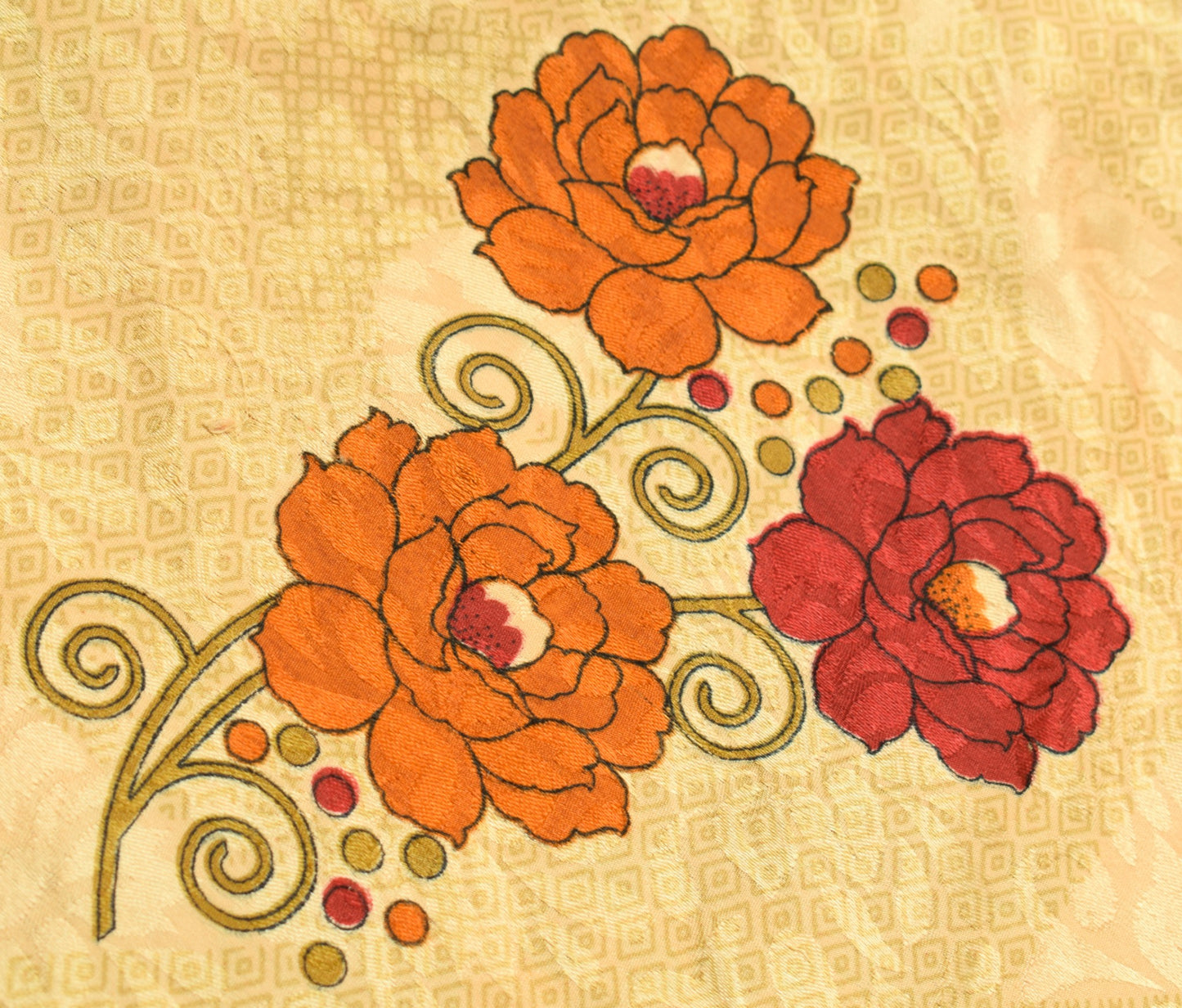 Sushila Vintage Orange Art Silk Saree Magic Wrap Reversible Skirt Beach Dress Hippie