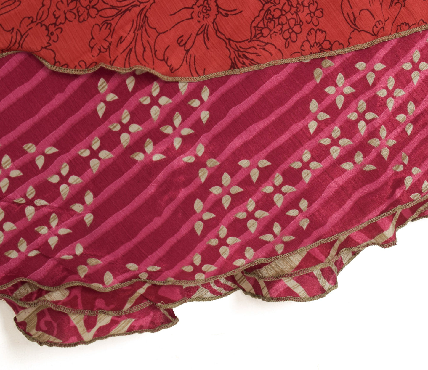 Sushila Vintage Floral Saree Magic Wrap Reversible Skirt Art Silk Beach Dress Hippie