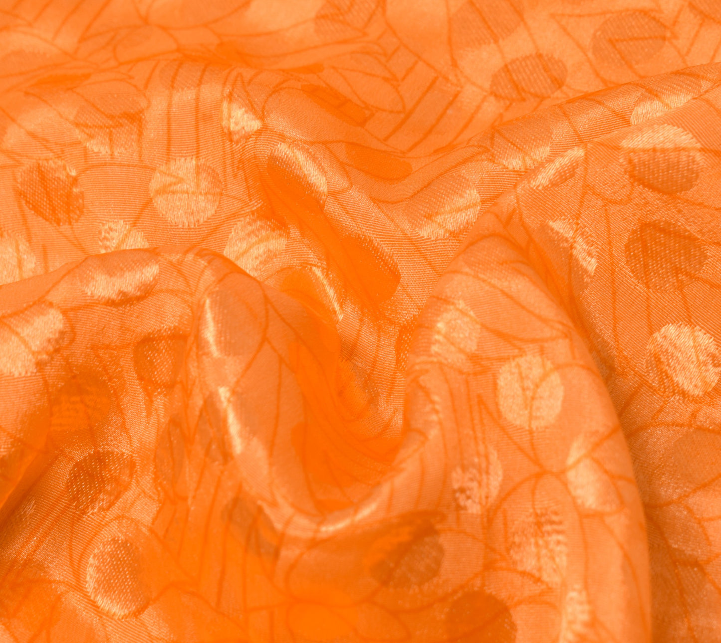 Sushila Vintage Art Silk Saree Magic Wrap Floral Reversible Skirt Orange Beach Dress