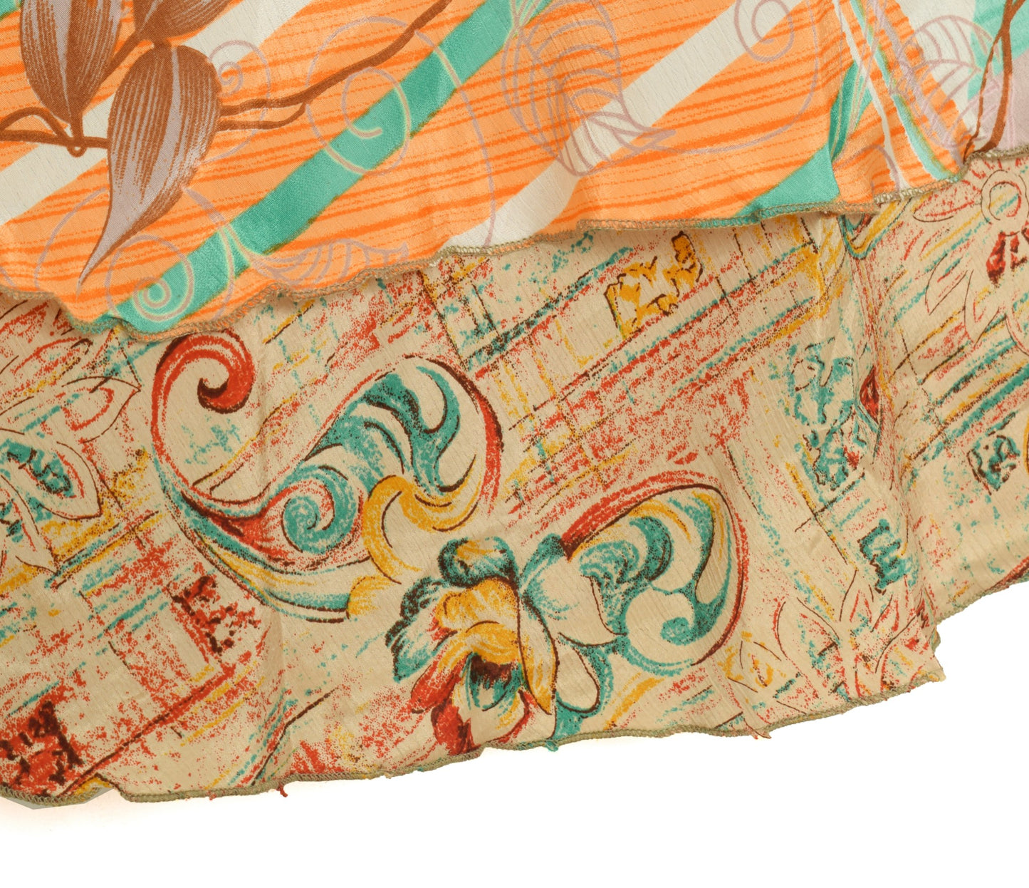 Sushila Vintage Cream Yellow Saree Magic Wrap Reversible Skirt Art Silk Beach Dress
