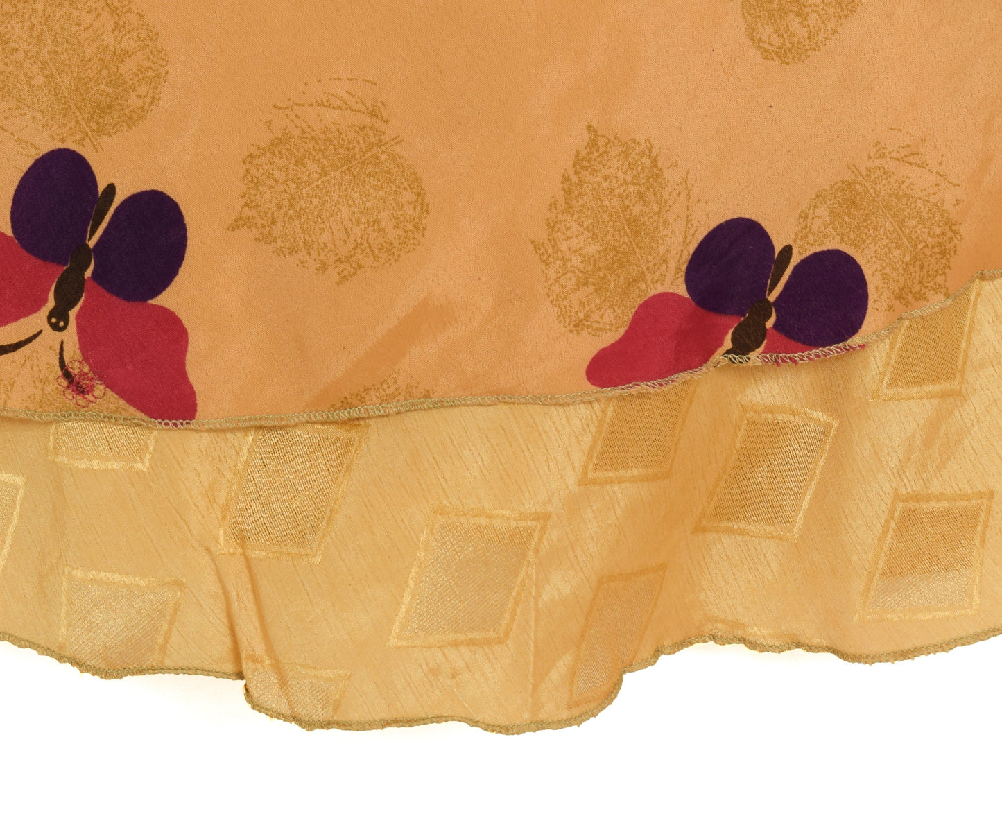Sushila Vintage Butterfly Saree Magic Wrap Reversible Skirt Art Silk Beach Dress