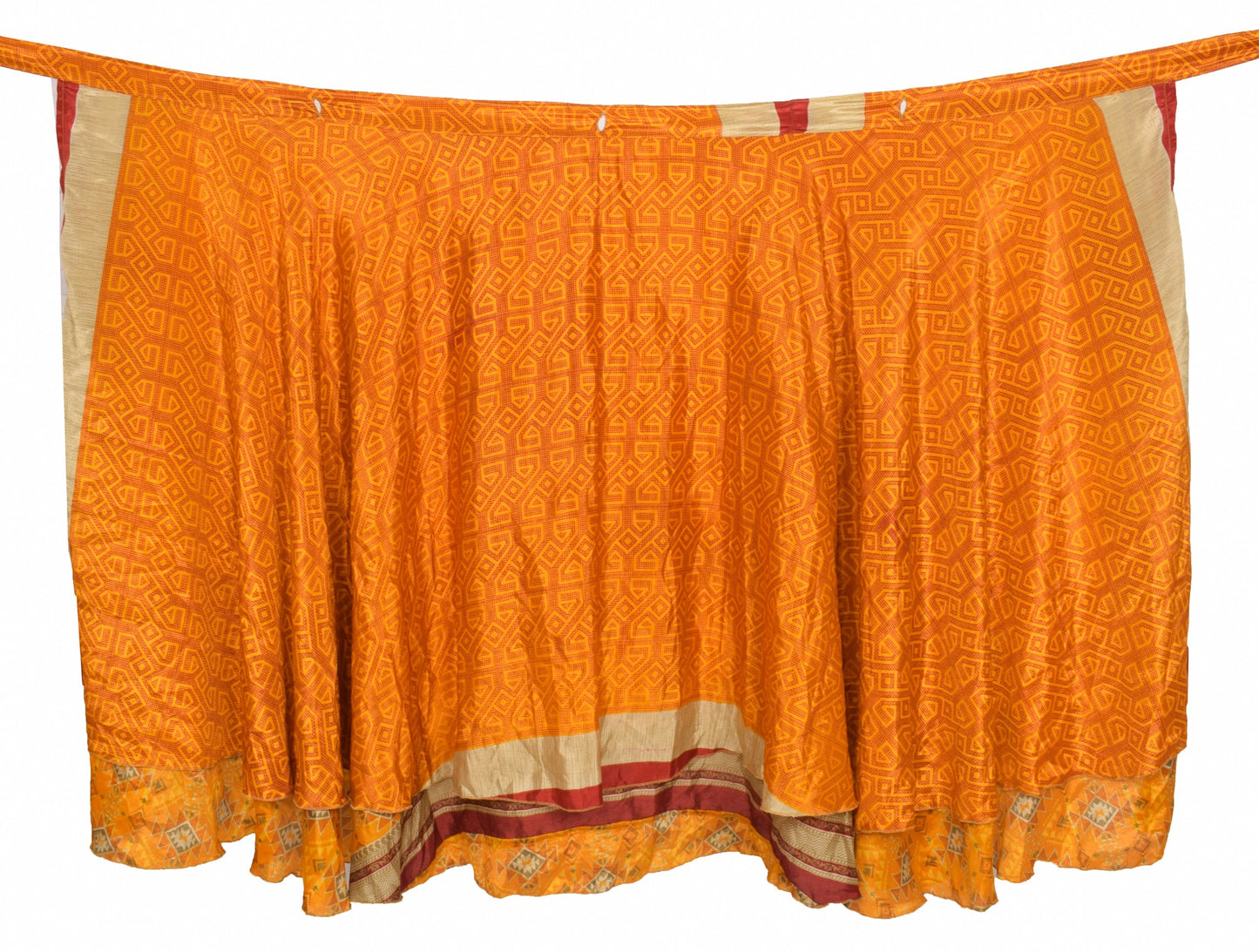 Sushila Vintage Art Silk Saree Magic Wrap Reversible Skirt Yellow Beach Dress