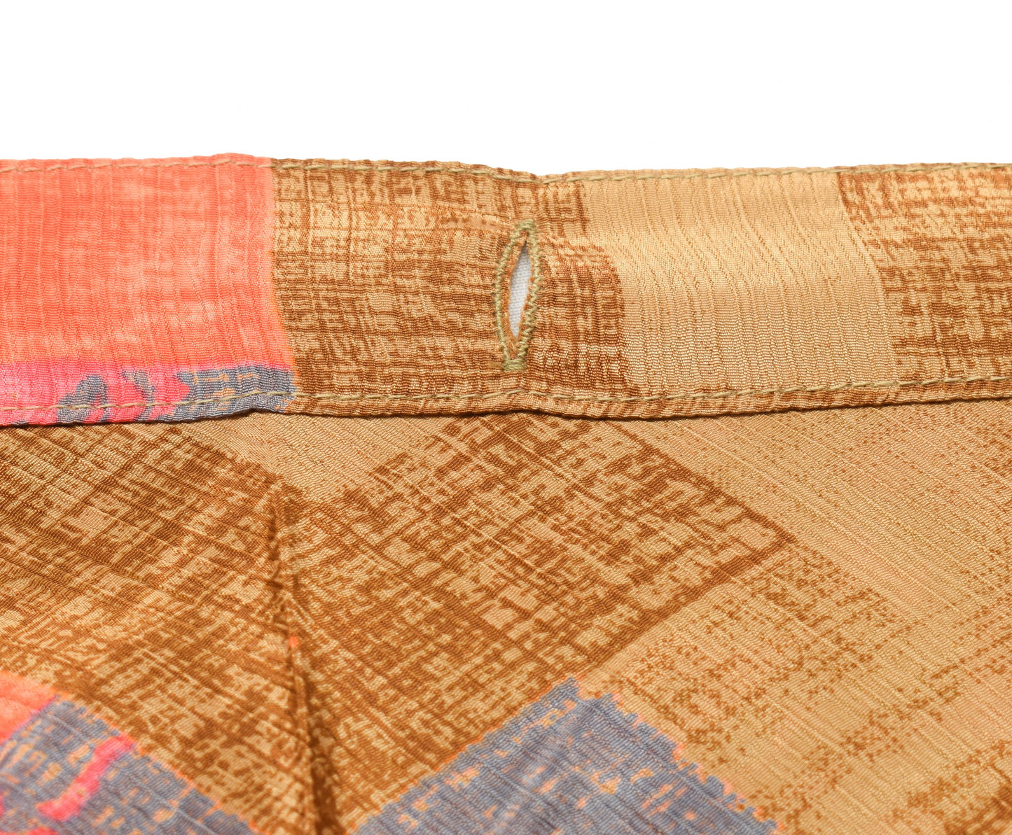 Sushila Vintage Art Silk Saree Magic Wrap Green Orange Reversible Skirt Beach Dress