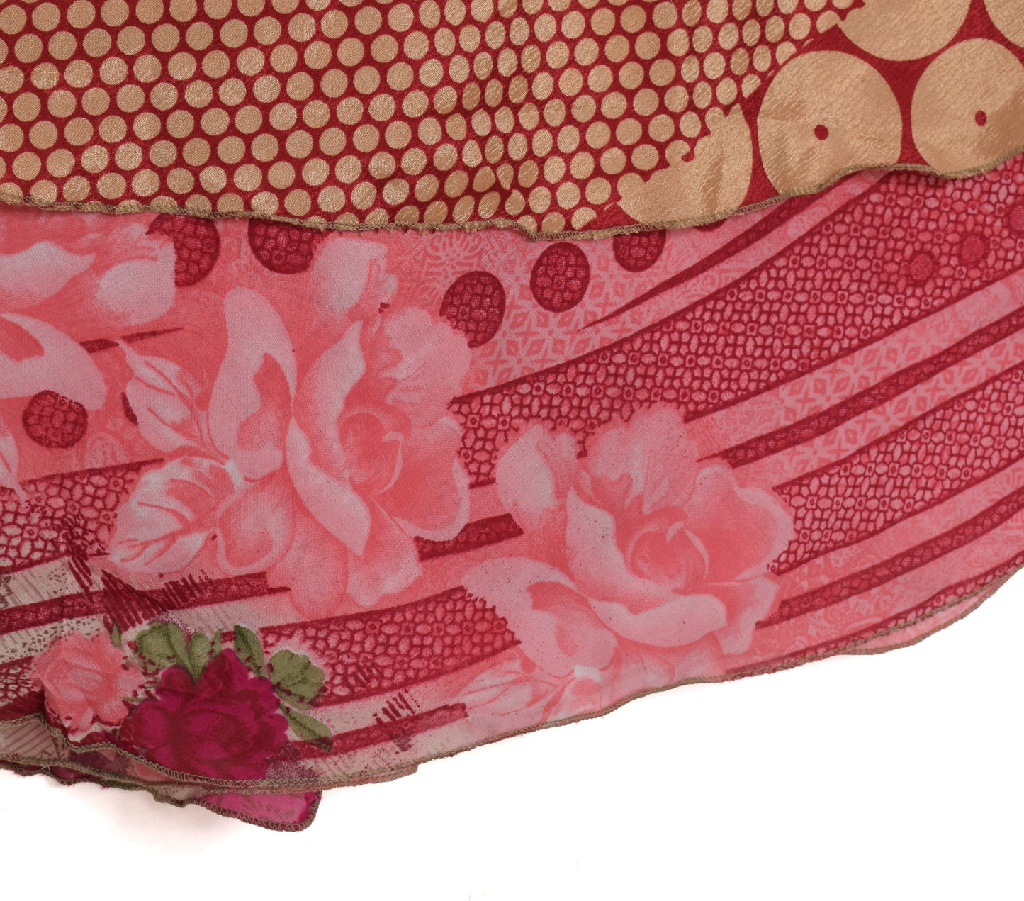 Sushila Vintage Pink Saree Magic Wrap Reversible Skirt Art Silk Beach Dress Hippie