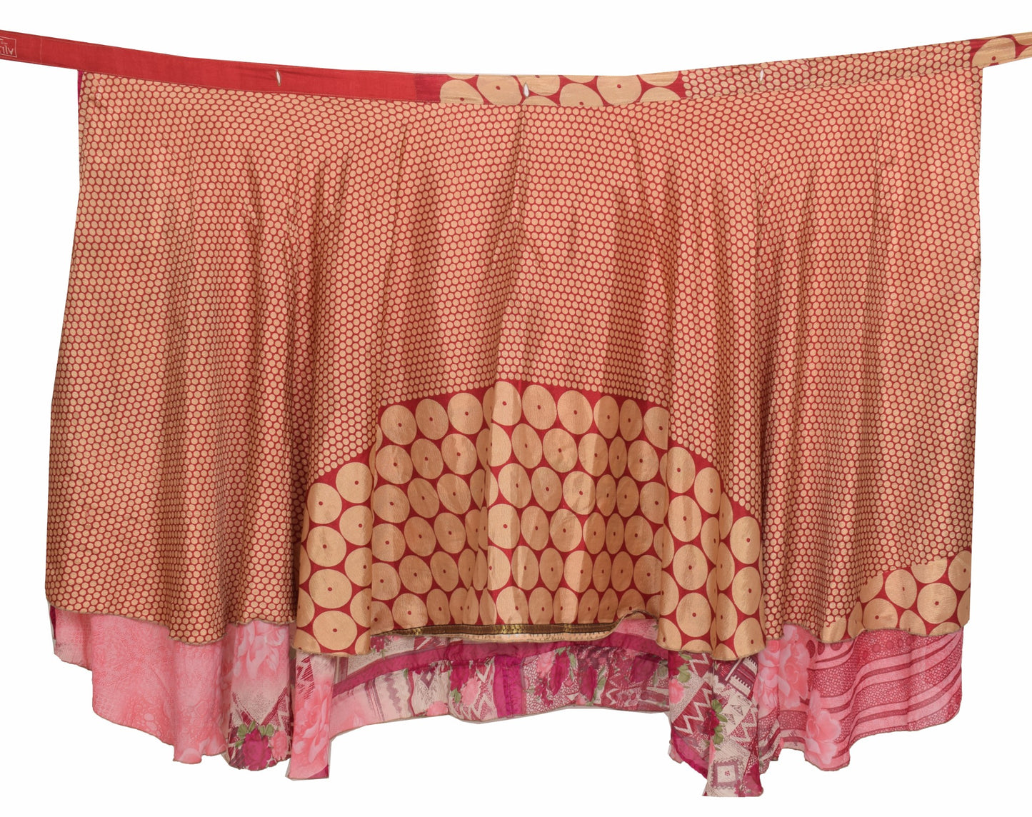Sushila Vintage Pink Saree Magic Wrap Reversible Skirt Art Silk Beach Dress Hippie