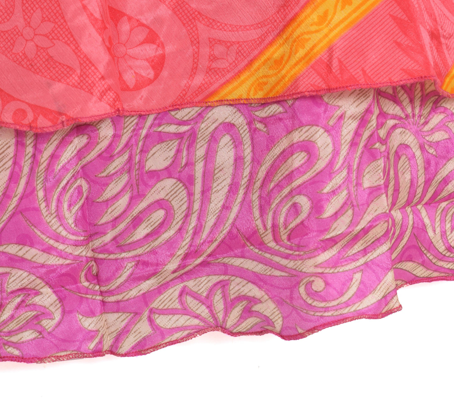 Sushila Vintage Handmade Saree Magic Wrap Reversible Skirt Art Silk Beach Dress Pink