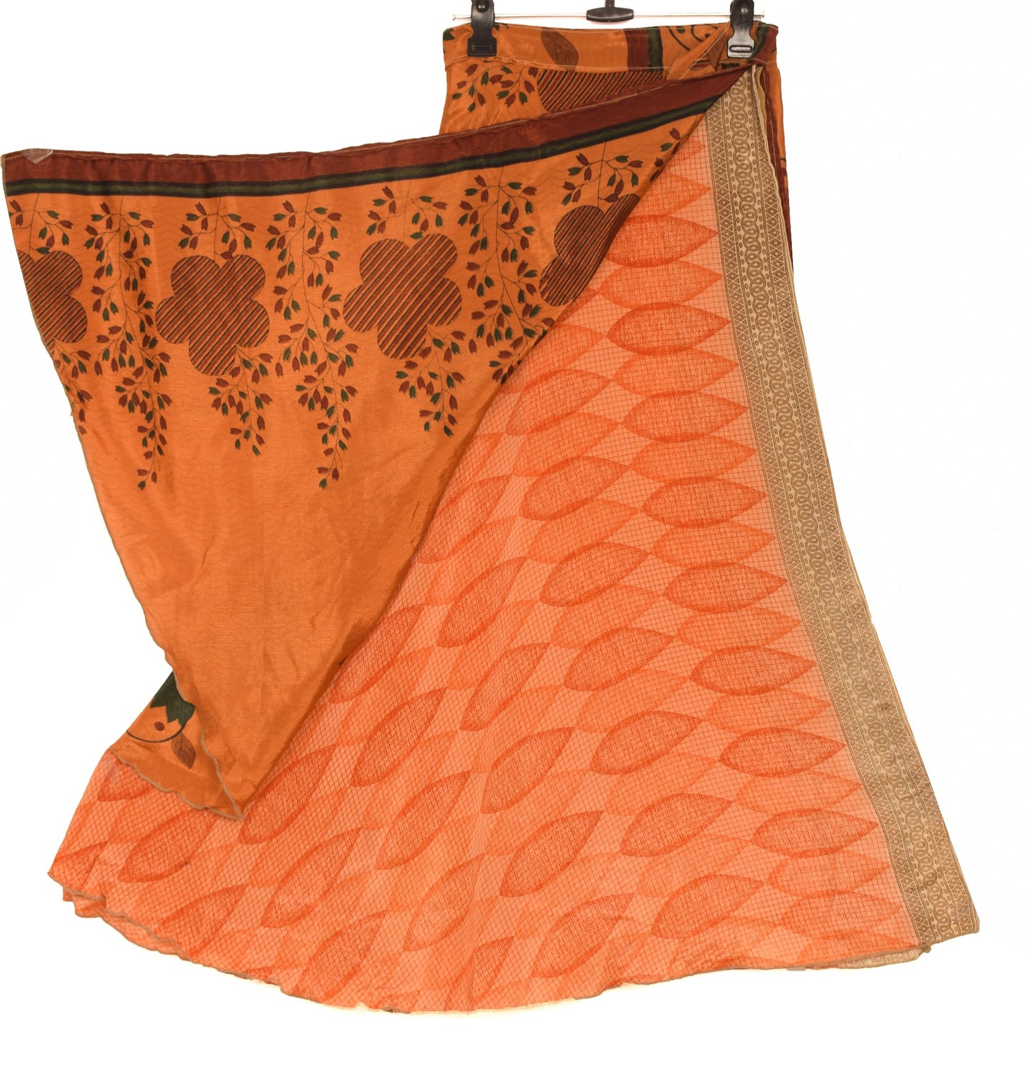 Sushila Vintage Art Silk Saree Magic Wrap Reversible Skirt Beach Dress Floral Hippie