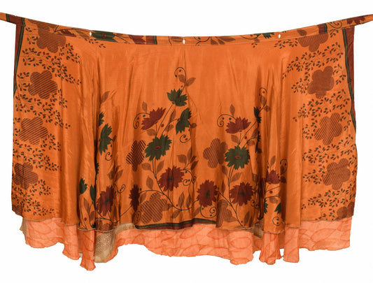 Sushila Vintage Art Silk Saree Magic Wrap Reversible Skirt Beach Dress Floral Hippie