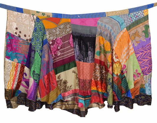 Sushila Vintage Patchwork Magic Wrap Silk Saree Reversible Skirt Beach Dress