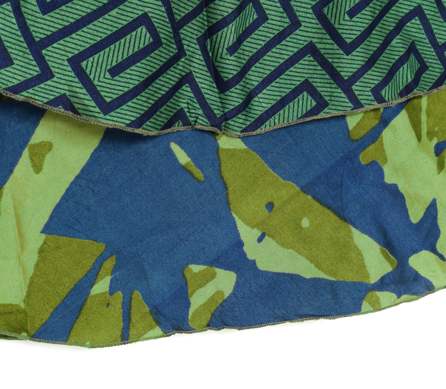 Sushila Vintage Green Art Silk Saree Magic Wrap Reversible Skirt Beach Dress