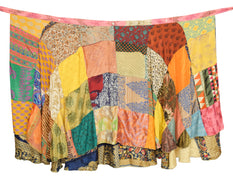 Sushila Vintage Patchwork Magic Wrap Art Silk Saree Reversible Skirt Beach Dress
