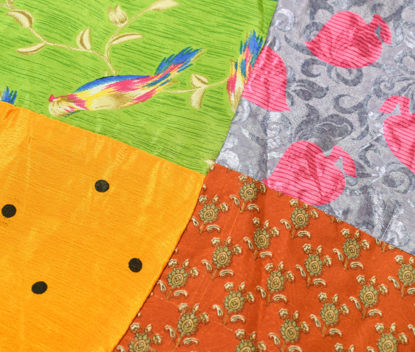 Sushila Vintage Patchwork Magic Wrap Art Silk Saree Reversible Skirt Beach Dress