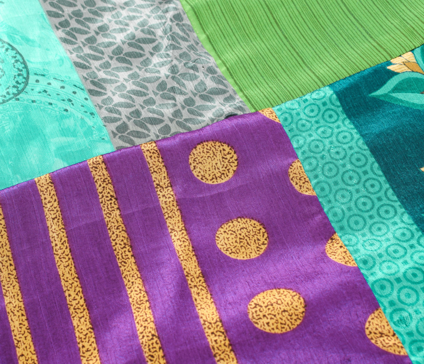 Sushila Vintage Patchwork Magic Wrap Art Silk Saree Reversible Skirt Beach Dress