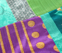 Sushila Vintage Patchwork Magic Wrap Art Silk Saree Reversible Skirt Beach Dress