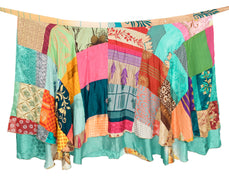 Sushila Vintage Patchwork Magic Wrap Art Silk Saree Reversible Skirt Beach Dress