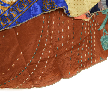 Sushila Vintage Patchwork Magic Wrap Art Silk Saree Reversible Skirt Beach Dress