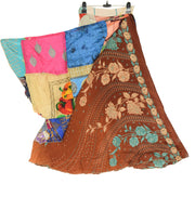 Sushila Vintage Patchwork Magic Wrap Art Silk Saree Reversible Skirt Beach Dress