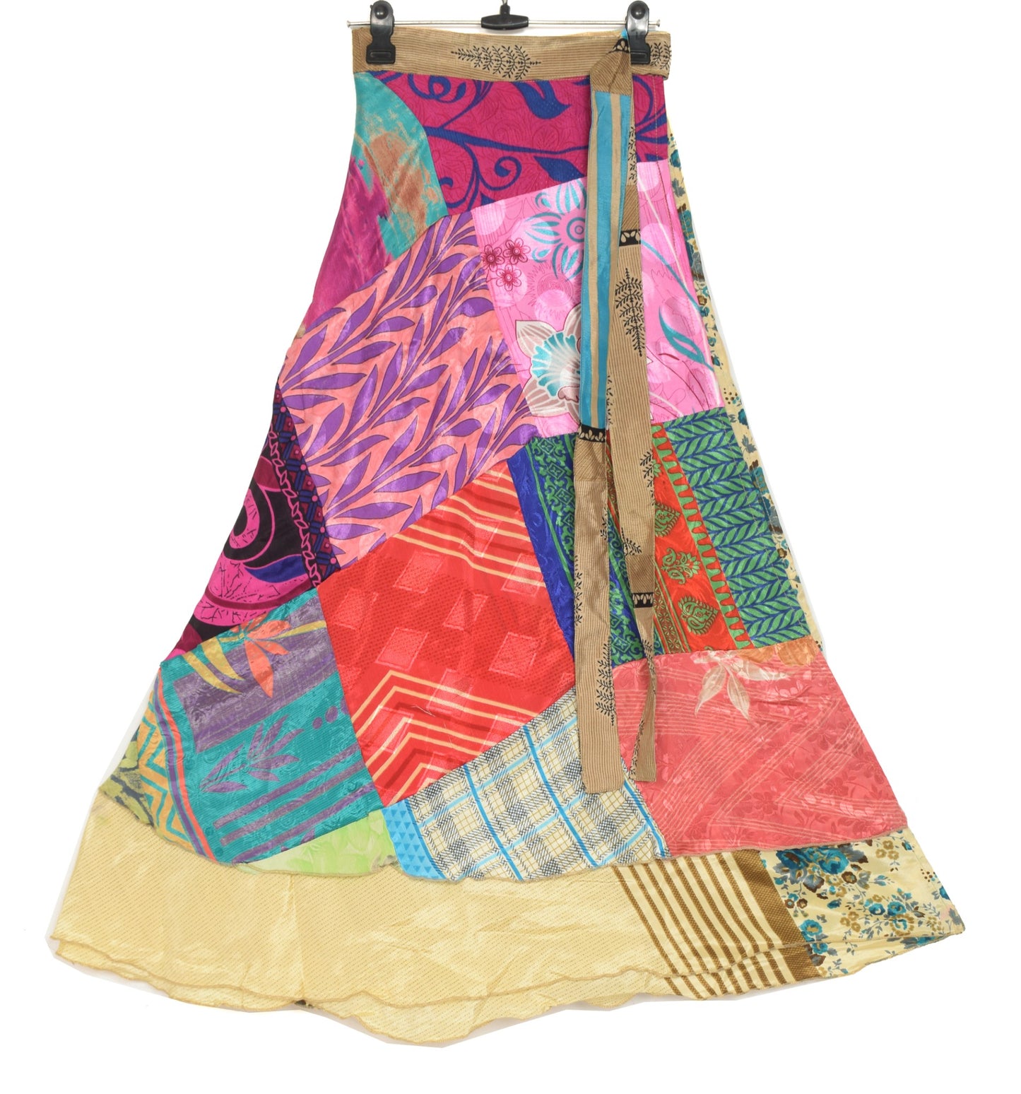Sushila Vintage Patchwork Magic Wrap Silk Saree Reversible Skirt Beach Dress