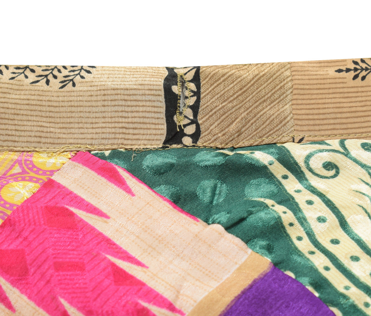 Sushila Vintage Patchwork Magic Wrap Silk Saree Reversible Skirt Beach Dress