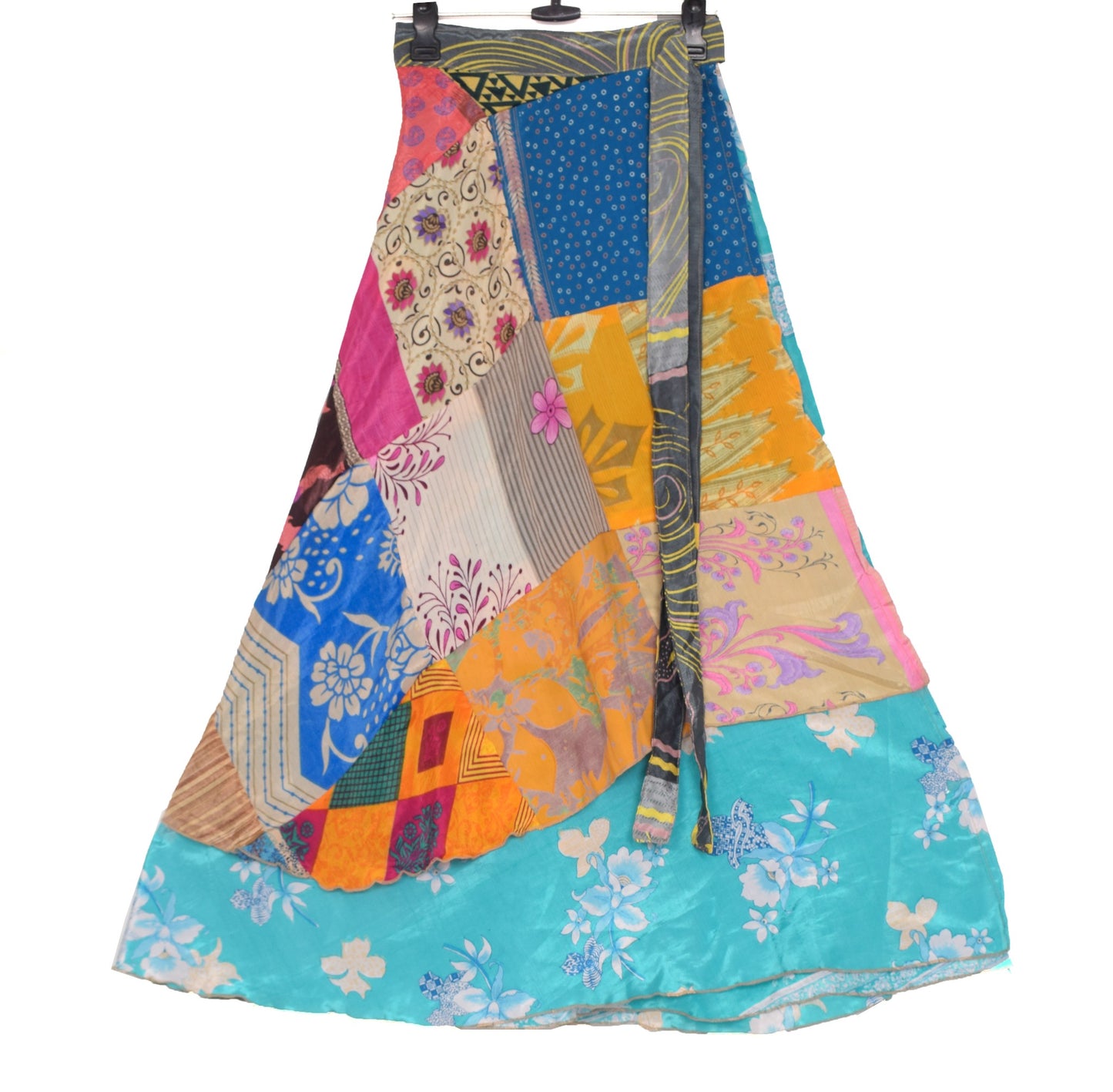 Sushila Vintage Patchwork Magic Wrap Silk Saree Reversible Skirt Beach Dress