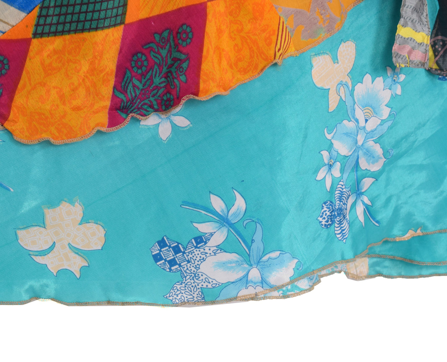Sushila Vintage Patchwork Magic Wrap Silk Saree Reversible Skirt Beach Dress