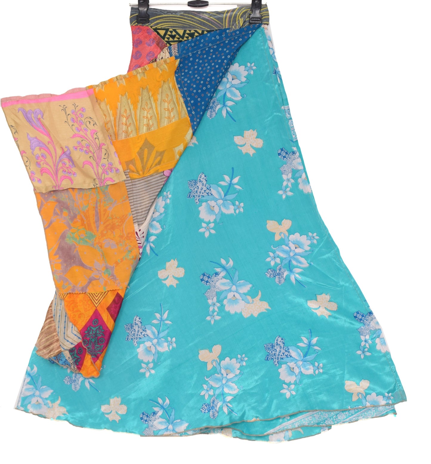 Sushila Vintage Patchwork Magic Wrap Silk Saree Reversible Skirt Beach Dress