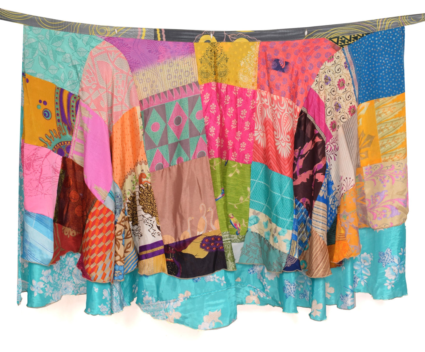 Sushila Vintage Patchwork Magic Wrap Silk Saree Reversible Skirt Beach Dress