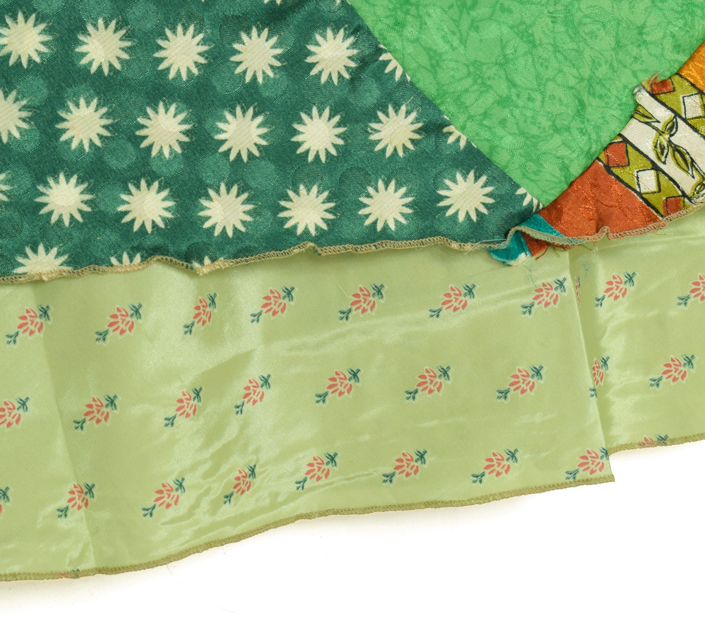Sushila Vintage Patchwork Magic Wrap Art Silk Saree Reversible Skirt Beach Dress