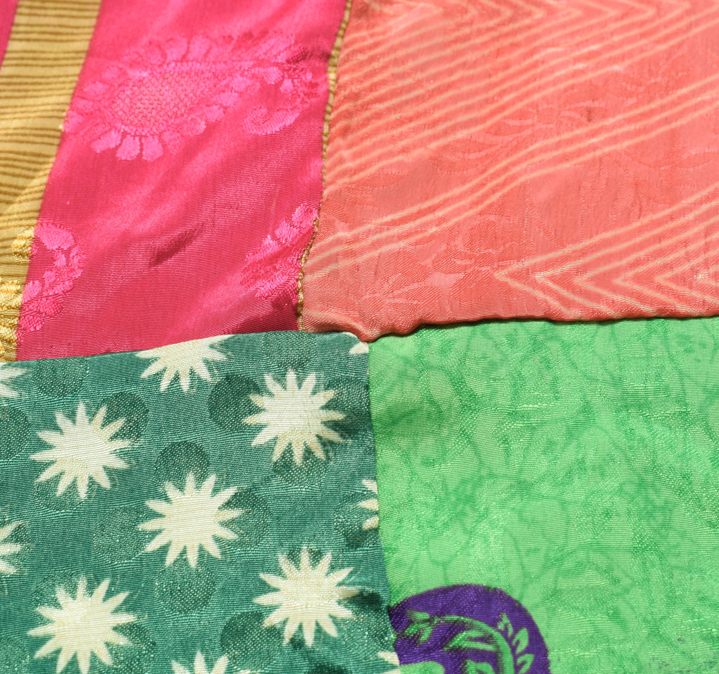 Sushila Vintage Patchwork Magic Wrap Art Silk Saree Reversible Skirt Beach Dress