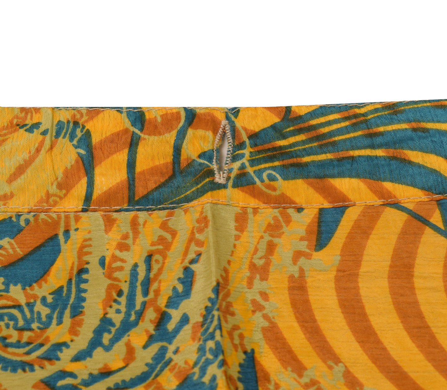 Sushila Vintage Yellow Art Silk Saree Magic Wrap Reversible Skirt Beach Dress Hippie
