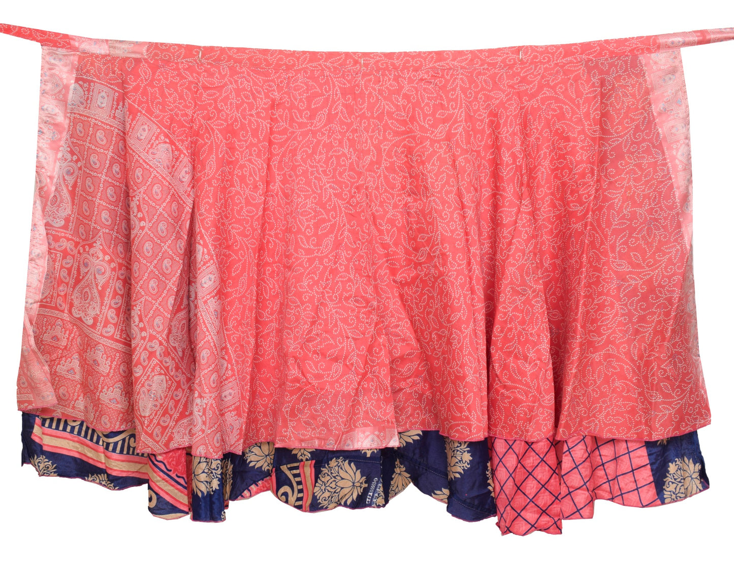 Sushila Vintage Pink Art Silk Saree Magic Wrap Reversible Skirt Beach Dress Hippie