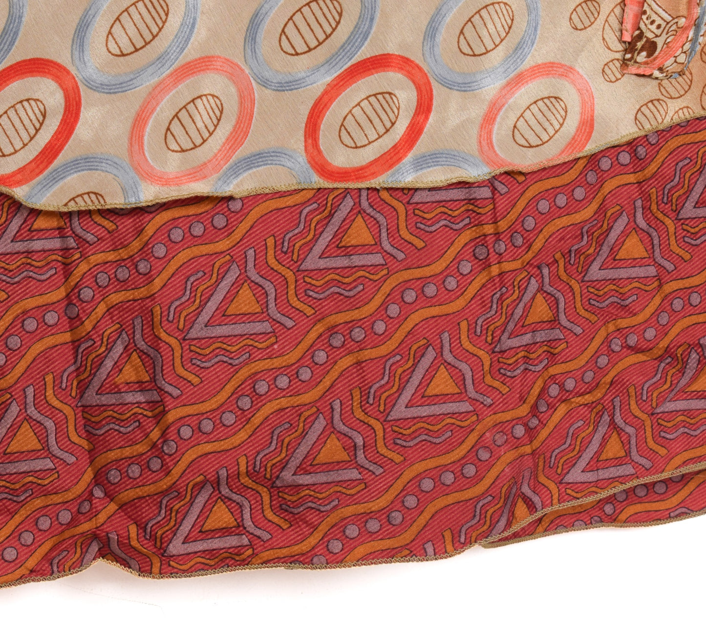 Sushila Vintage Maroon Art Silk Saree Magic Wrap Reversible Skirt Beach Dress Boho